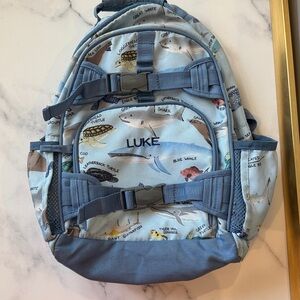 Pottery Barn kids shark backpack. “LUKE” monogram